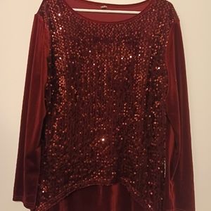 Women's Velour Red Top..size XL. Very Rich Red...Perfect for Holiday🕎🎄🎊🕊⚘️